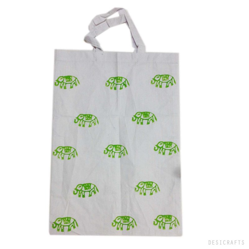 The favor bag in Apple Green elephants pattern  by DesiCrafts